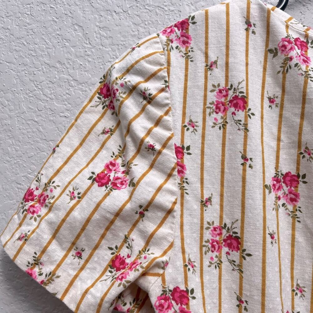 Vintage Cream Microfloral Cottagecore Rose Dress Handmade Size S - Picture 6 of 6